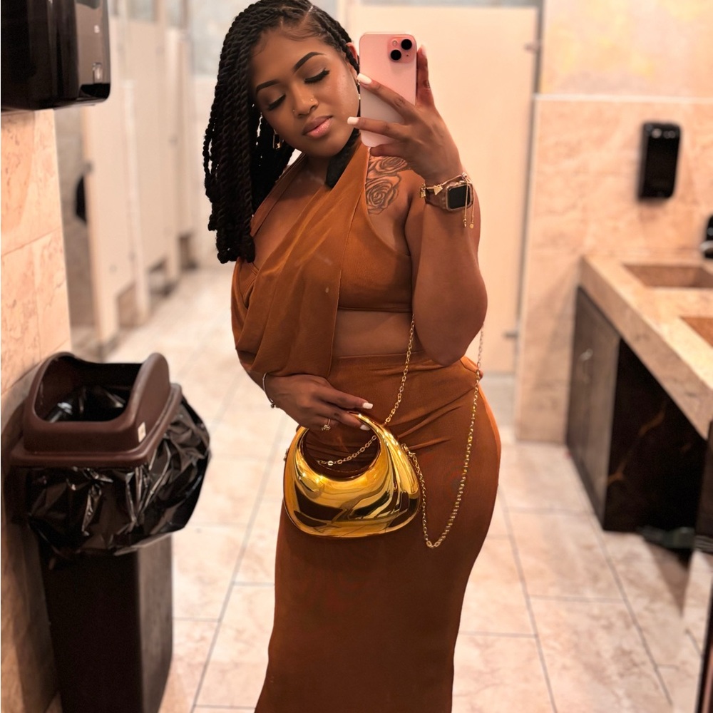 Elegant Brown Skirt Set